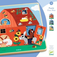 Djeco - Chez Moo 3 Layer Wooden Puzzle