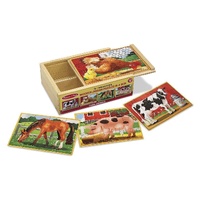 Melissa & Doug - Farm Animals Jigsaw Puzzles In A Box - 12pc