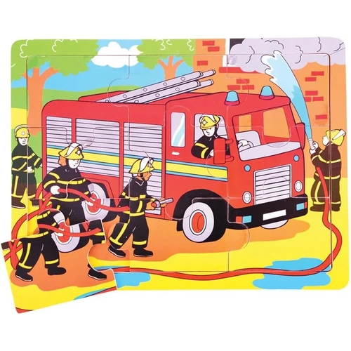 Bigjigs - Fire Engine Tray Puzzle 9pc