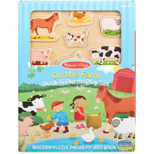 Melissa & Doug - Book & Puzzle Play Set - On the Farm