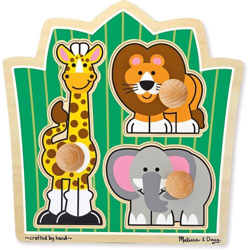 Melissa & Doug - Jungle Friends Knob Puzzle 3pc
