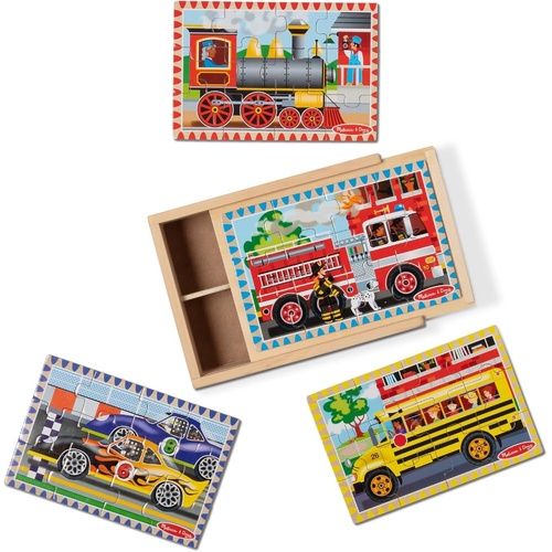 Melissa & Doug - Vehicles Jigsaw Puzzles In A Box 12pc