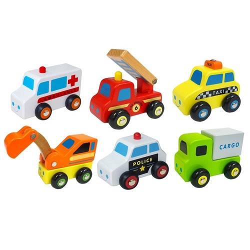 Viga Toys- Mini Wooden Vehicles (6 piece set)